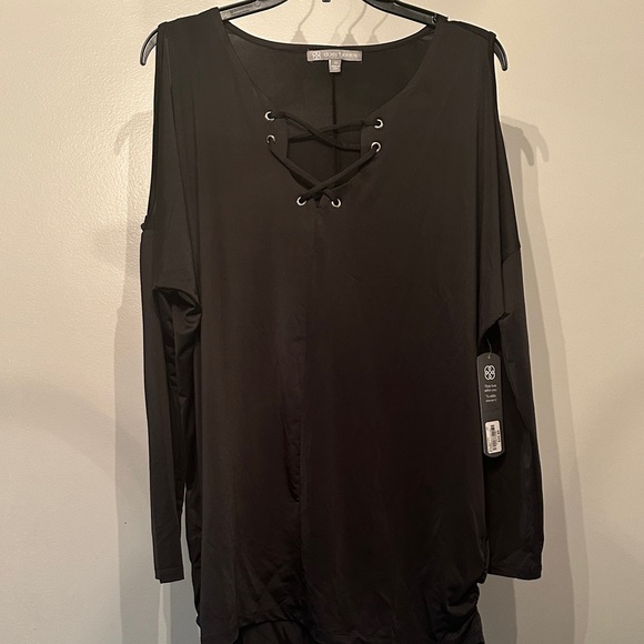 Tops - Black Lace-Up Long Sleeve Top